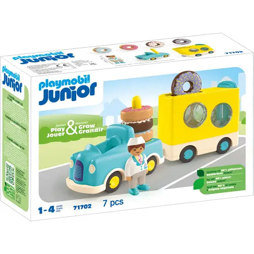 PLAYMOBIL 71702 Junior: Verrückter Donut Truck mit Stapel- und Sortierfunktion