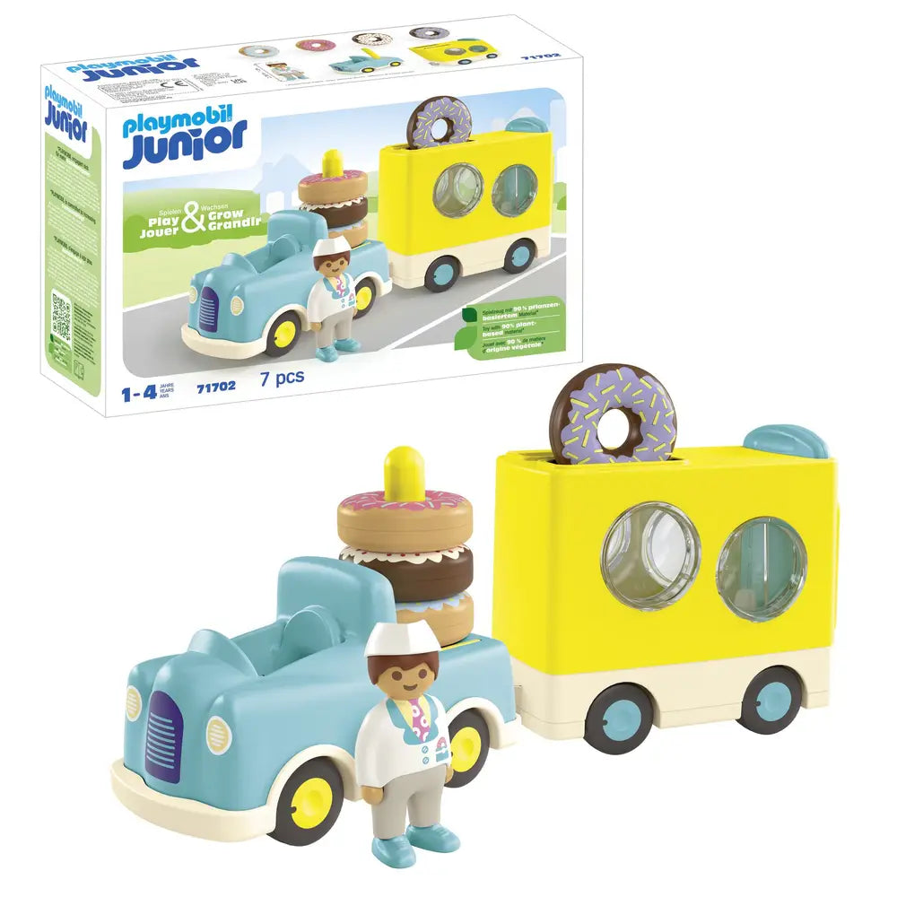 PLAYMOBIL 71702 Junior: Verrückter Donut Truck mit Stapel- und Sortierfunktion